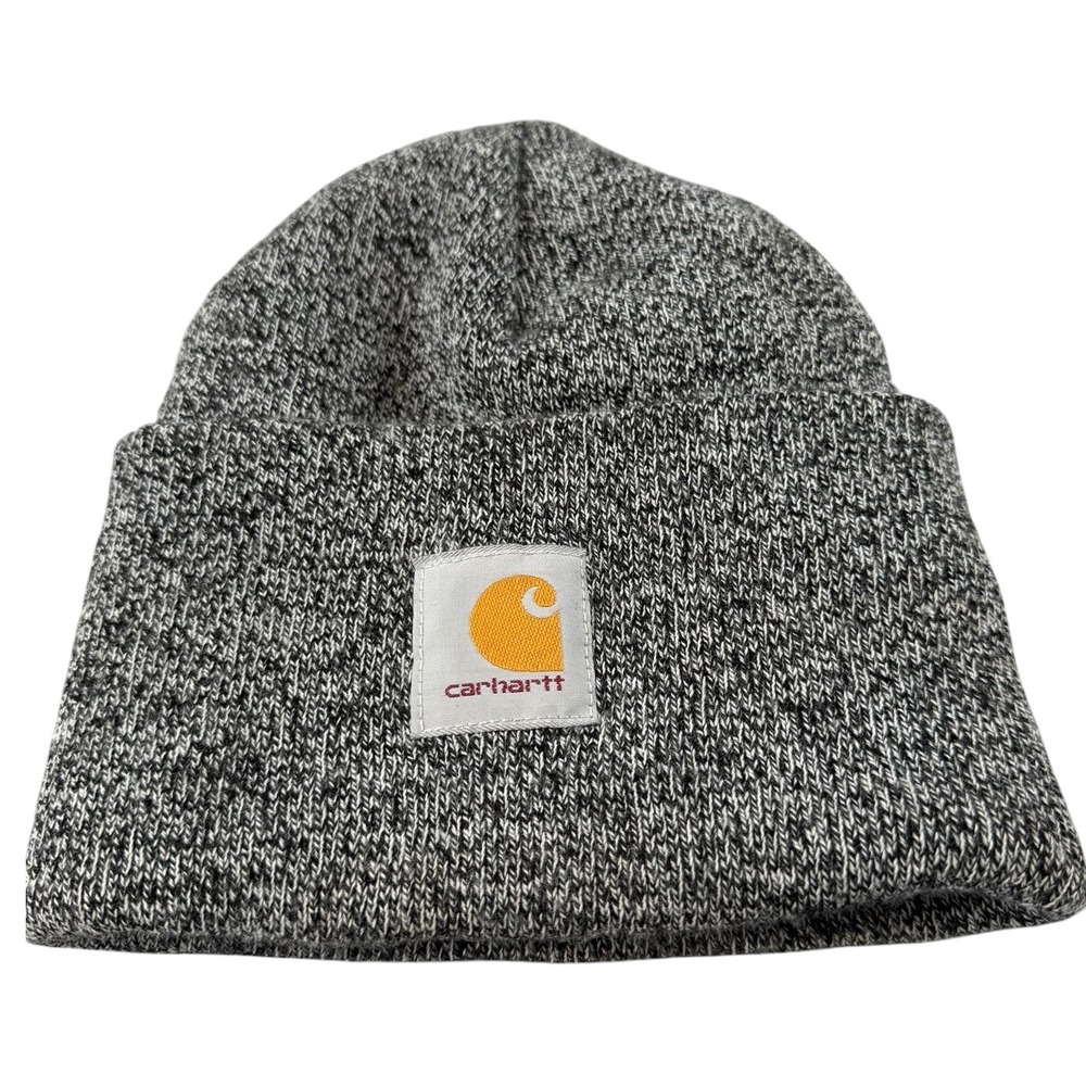 Carhartt A18 Acrylic Watch Hat Gray White Marled Knit Beanie One Size